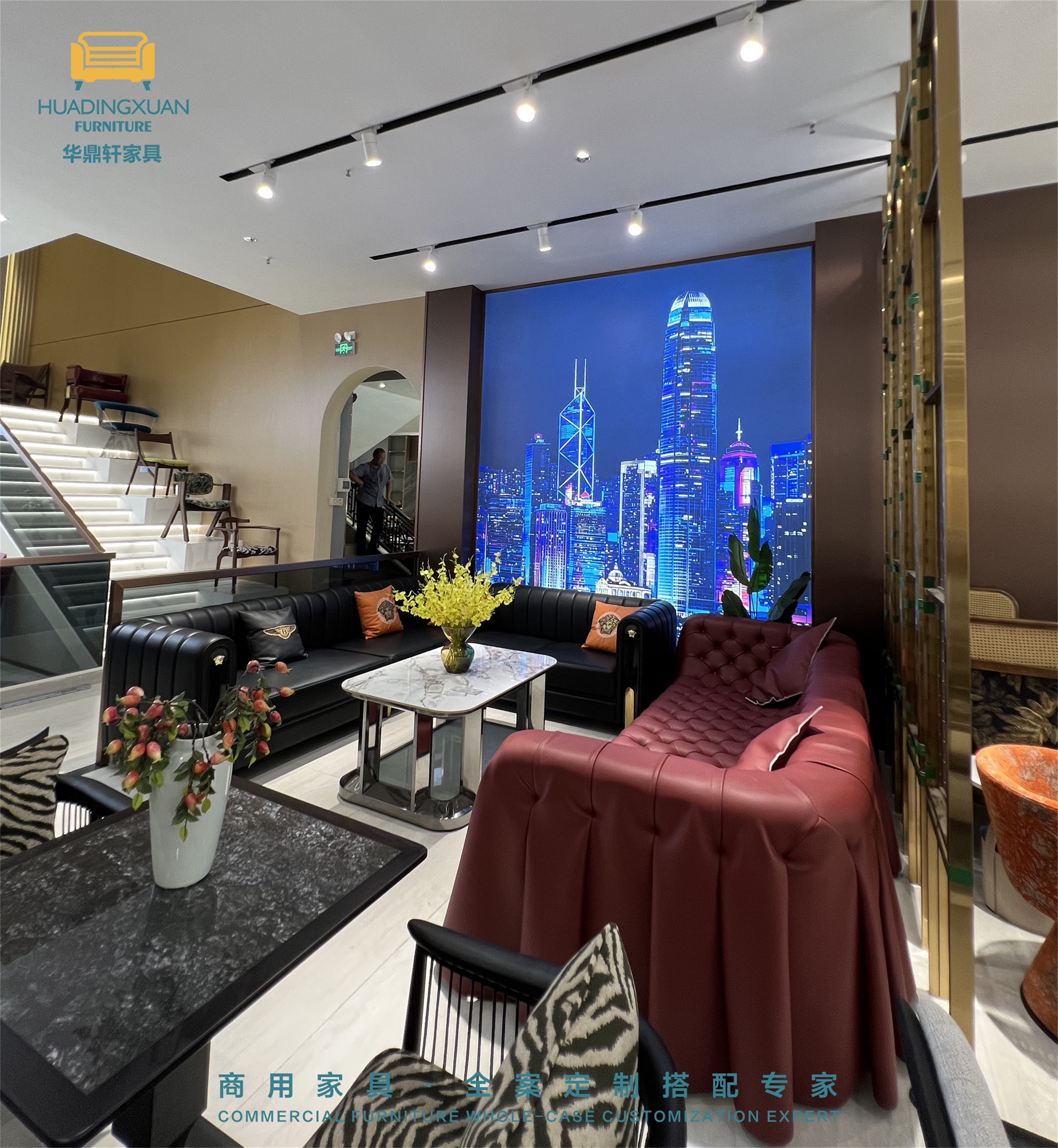 华鼎轩家具展厅皇朝店娱乐KTV体验区KTV沙发卡座茶几-03